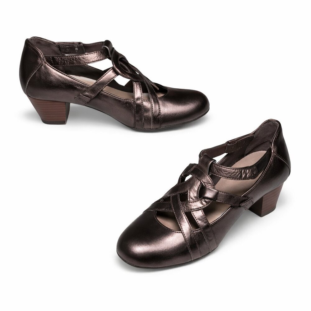Stylish Earth Bailor Block Heels β Metallic Bronze | Women's Shoes Size 8.5B